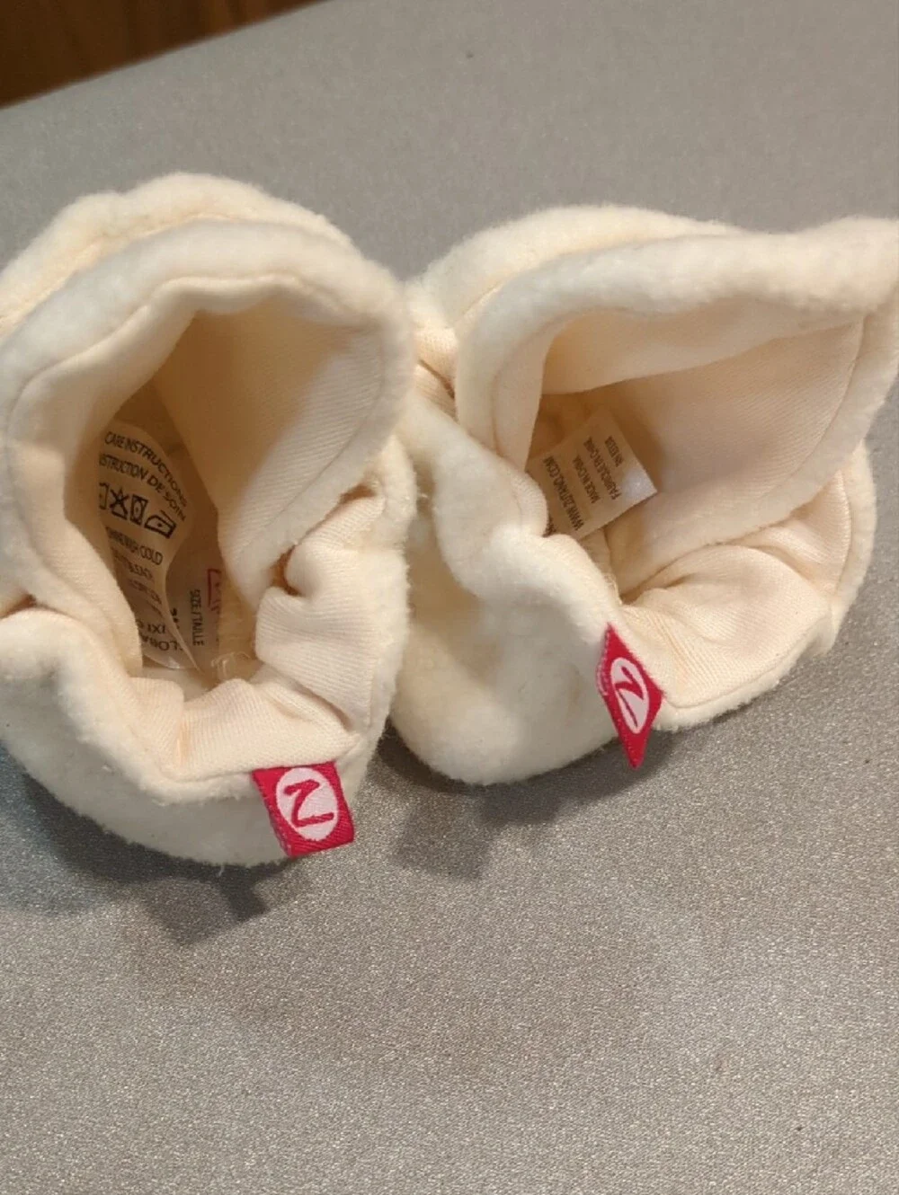 Cream Plush Baby Slippers